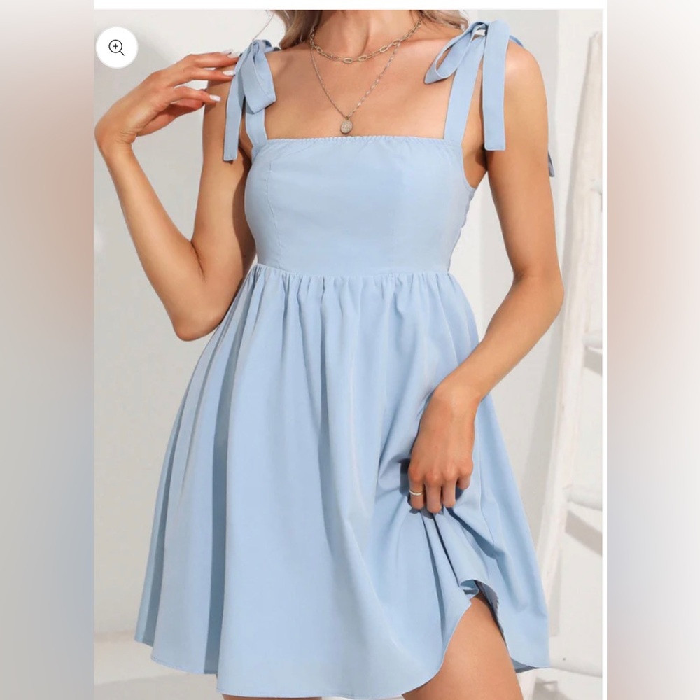 Summer Empire Waist Mini Sundresses - Sleeveless Tie Strap